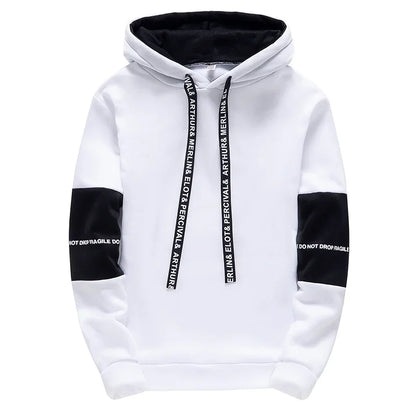 Men’s Typography Pullover Hoodie – Clean Preppy Streetwear Sweatshirt