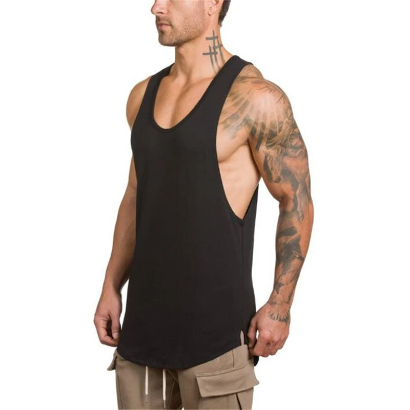 Men’s Cotton Muscle Tank Top – Lat Cut Sleeveless Gym & Training Vest