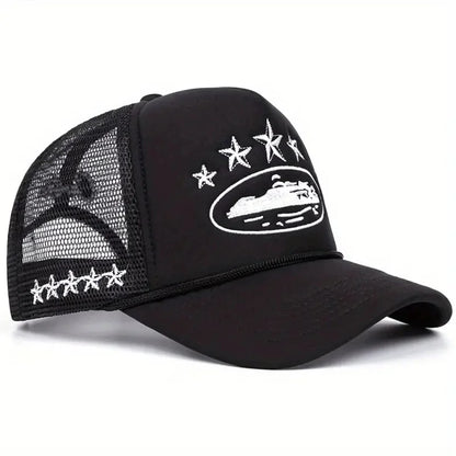 Five Star Graphic Trucker Cap – Y2K Streetwear Mesh Baseball Hat