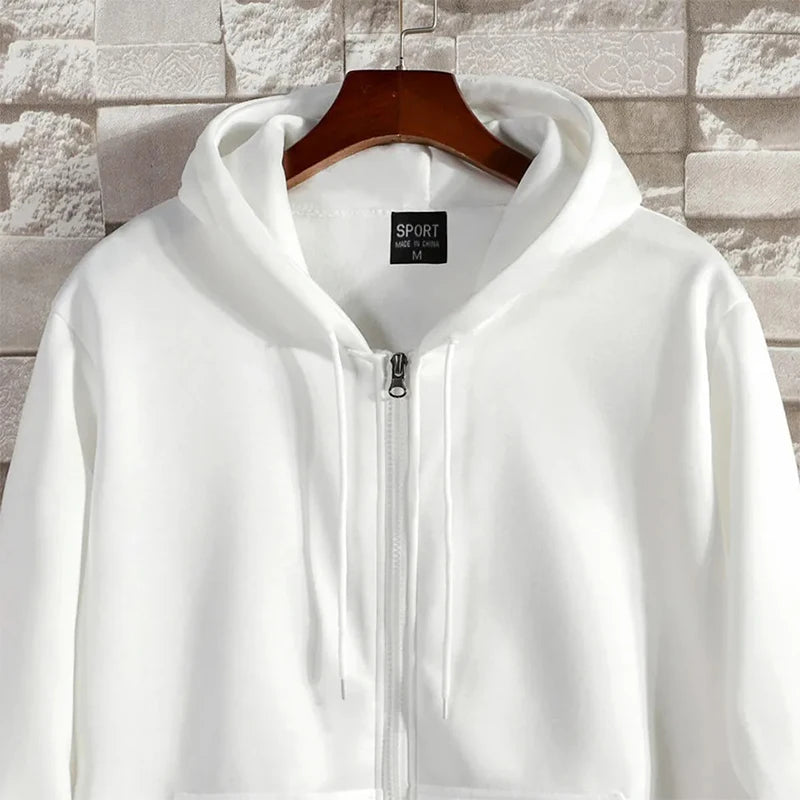 Men’s Classic Zip-Up Hoodie – Retro Minimalist Streetwear Jacket