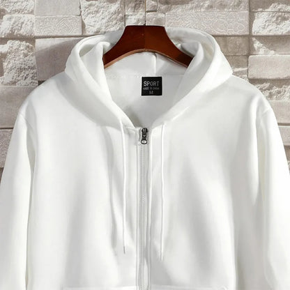 Men’s Classic Zip-Up Hoodie – Retro Minimalist Streetwear Jacket