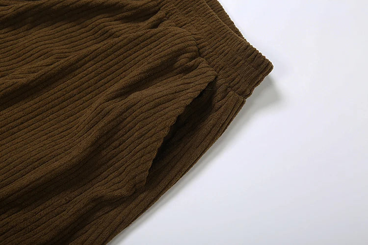 Y2K Wide-Leg Corduroy Pants – High Waist Oversized Streetwear Trousers