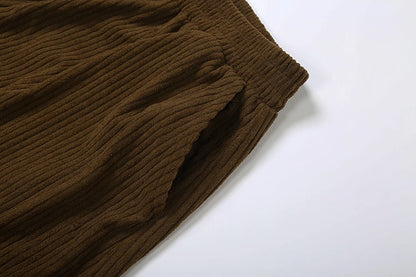 Y2K Wide-Leg Corduroy Pants – High Waist Oversized Streetwear Trousers