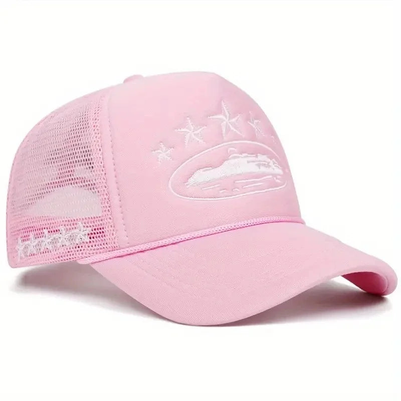 Five Star Graphic Trucker Cap – Y2K Streetwear Mesh Baseball Hat