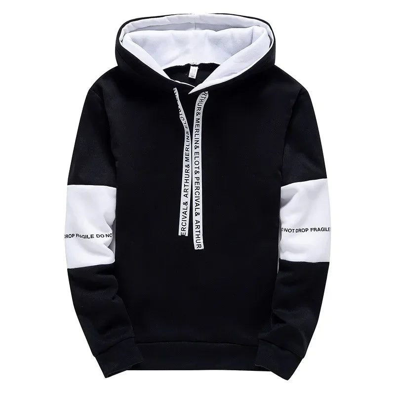 Men’s Typography Pullover Hoodie – Clean Preppy Streetwear Sweatshirt