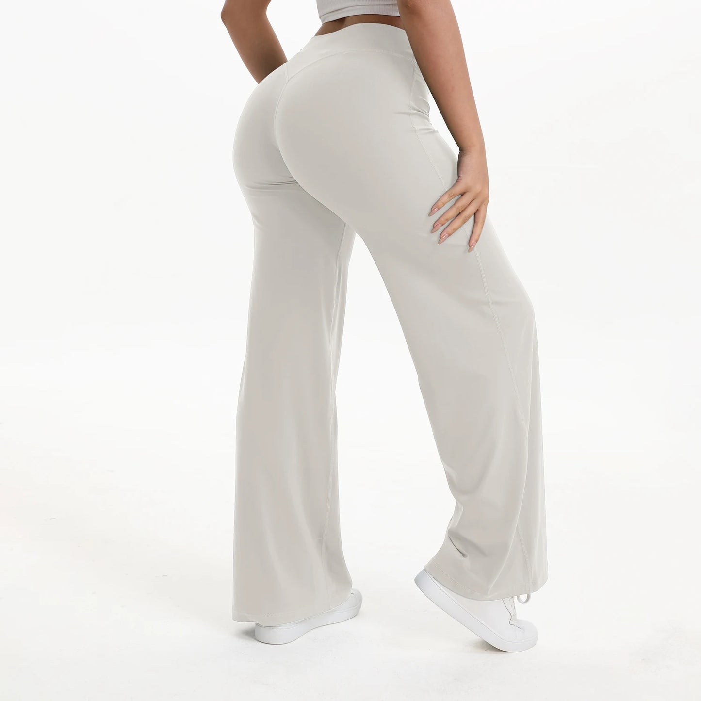 Women’s Straight Leg Yoga Pants – Mid Waist Loose Fit Pilates & Running Trousers