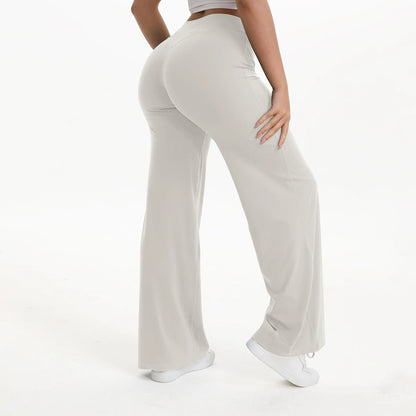 Women’s Straight Leg Yoga Pants – Mid Waist Loose Fit Pilates & Running Trousers