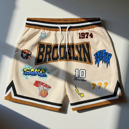 Brooklyn Graffiti Basketball Shorts – Y2K Streetwear Statement Shorts