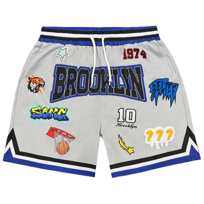 Brooklyn Graffiti Basketball Shorts – Y2K Streetwear Statement Shorts