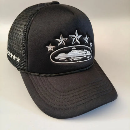 Five Star Graphic Trucker Cap – Y2K Streetwear Mesh Baseball Hat