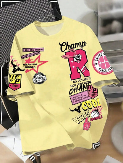 Men’s Graffiti Graphic Jersey Tee – Urban Streetwear Statement T-Shirt