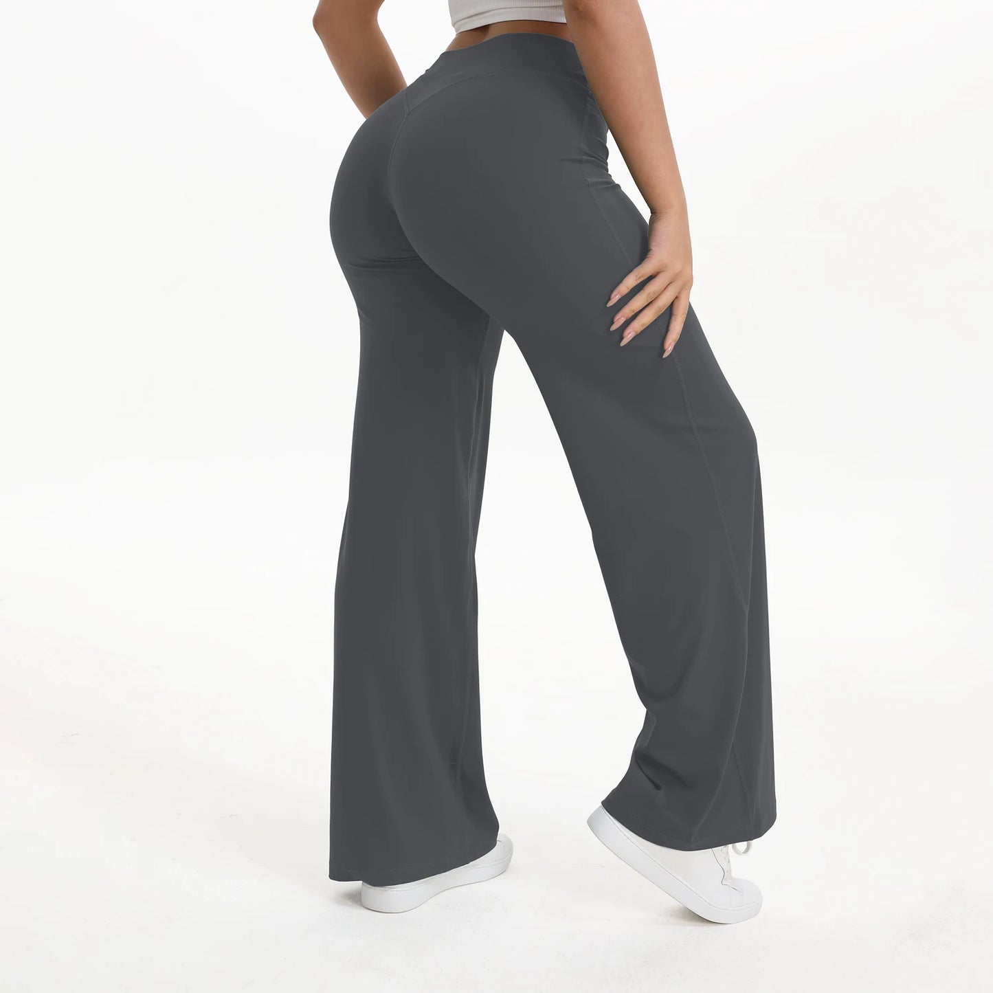 Women’s Straight Leg Yoga Pants – Mid Waist Loose Fit Pilates & Running Trousers