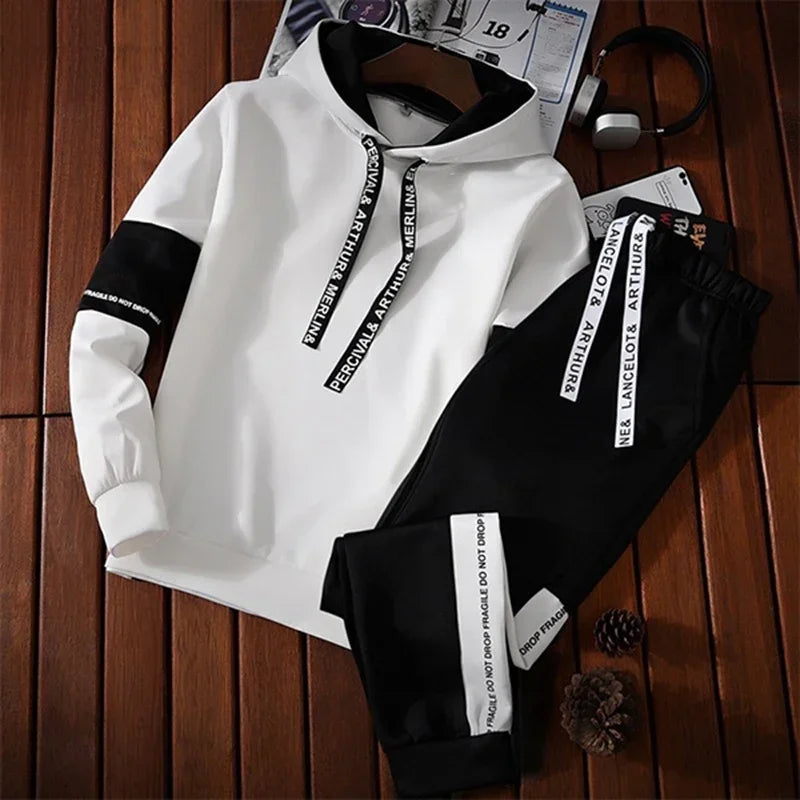Men’s Typography Pullover Hoodie – Clean Preppy Streetwear Sweatshirt