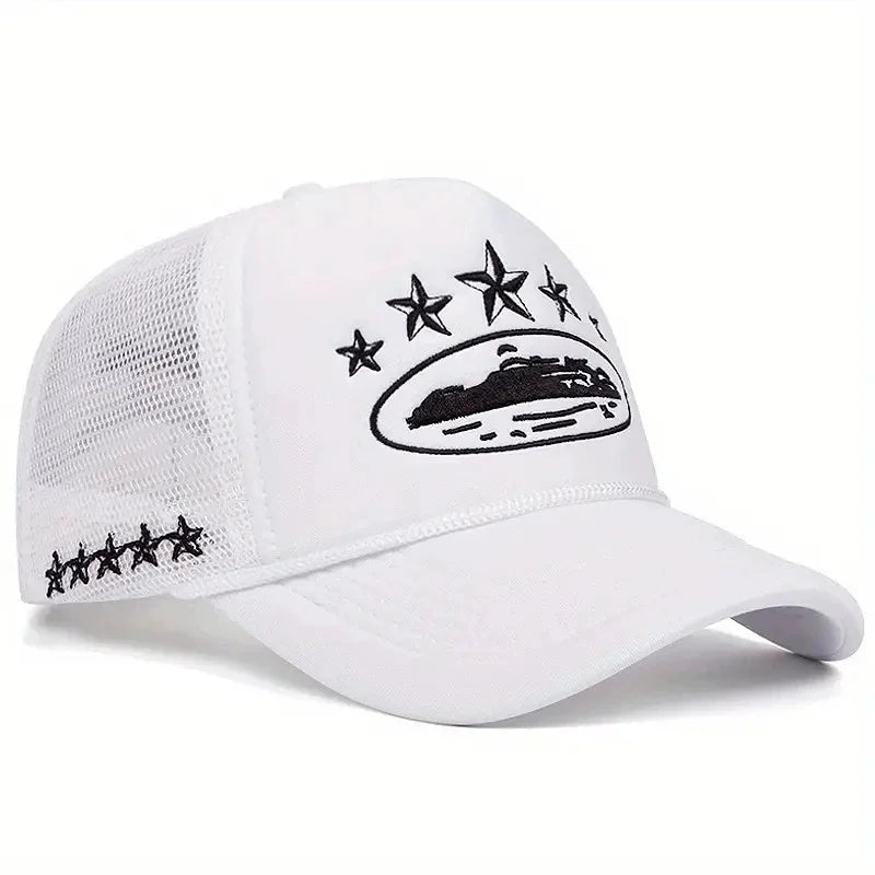 Five Star Graphic Trucker Cap – Y2K Streetwear Mesh Baseball Hat