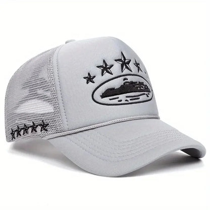 Five Star Graphic Trucker Cap – Y2K Streetwear Mesh Baseball Hat