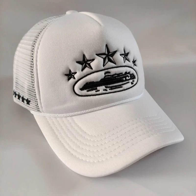 Five Star Graphic Trucker Cap – Y2K Streetwear Mesh Baseball Hat