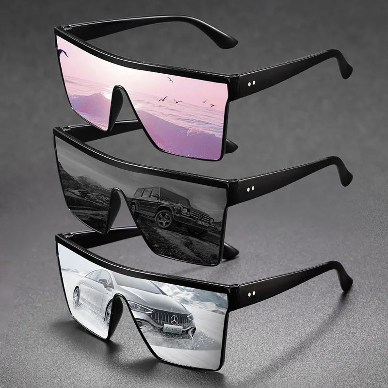 Futuristic Oversized Visor Sunglasses – Y2K Reflective “Mask” Shield Shades