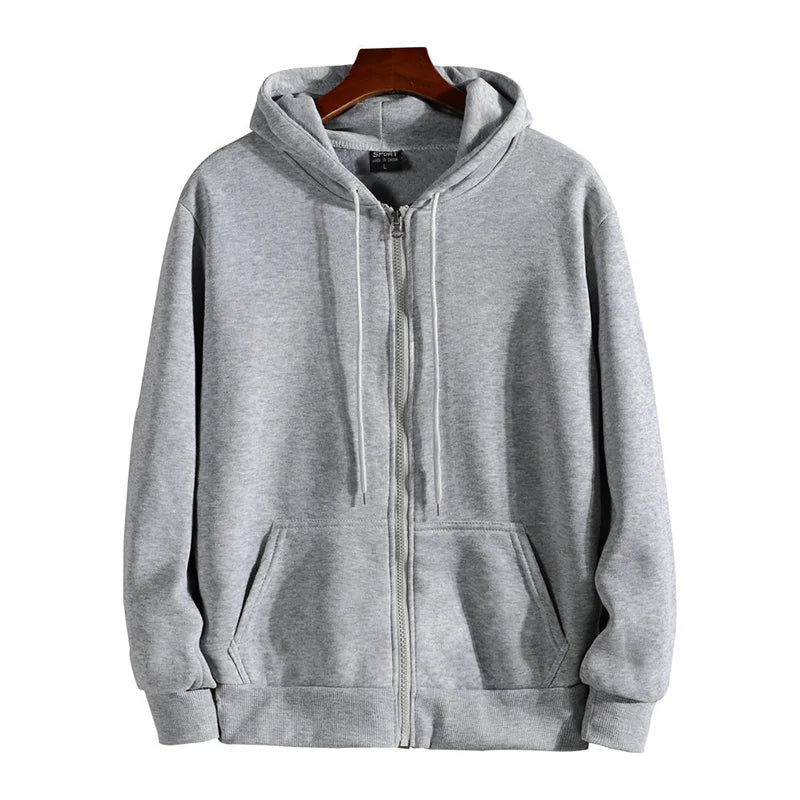 Men’s Classic Zip-Up Hoodie – Retro Minimalist Streetwear Jacket