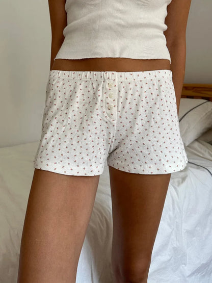 Y2K Low Waist Boxer Pajama Shorts – Vintage Cute Lounge Sleep Shorts