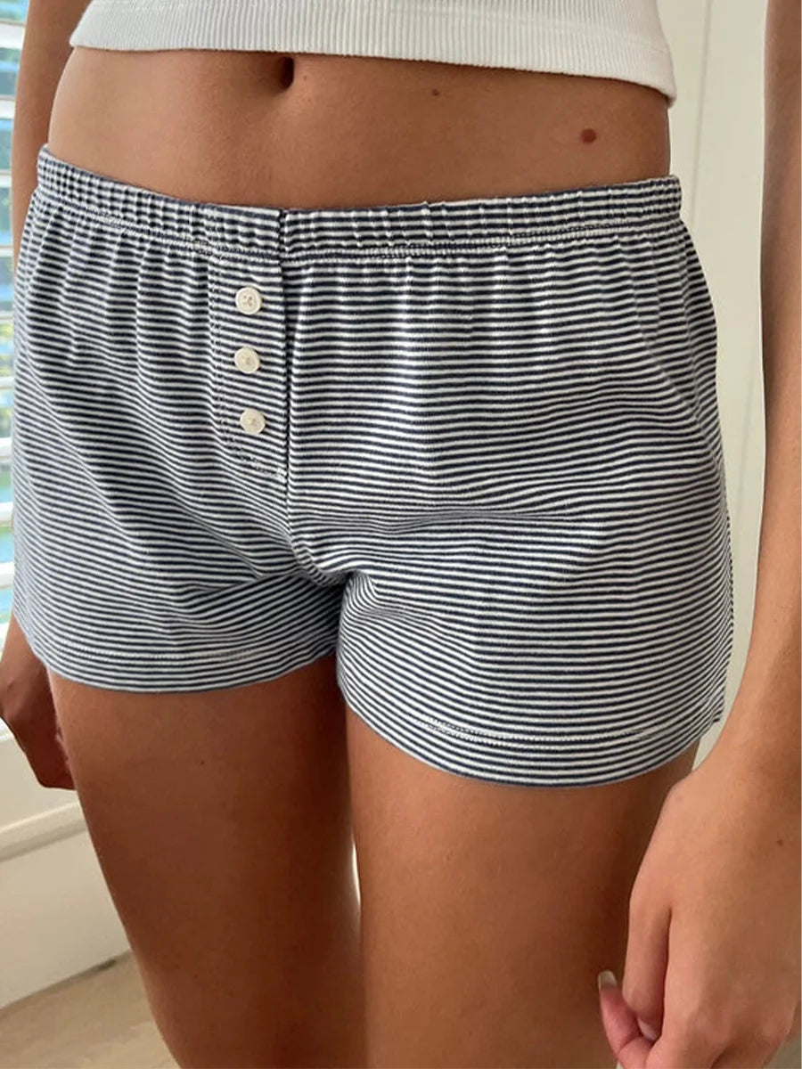 Y2K Low Waist Boxer Pajama Shorts – Vintage Cute Lounge Sleep Shorts