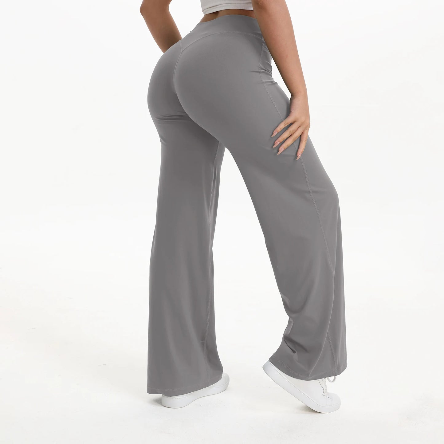 Women’s Straight Leg Yoga Pants – Mid Waist Loose Fit Pilates & Running Trousers