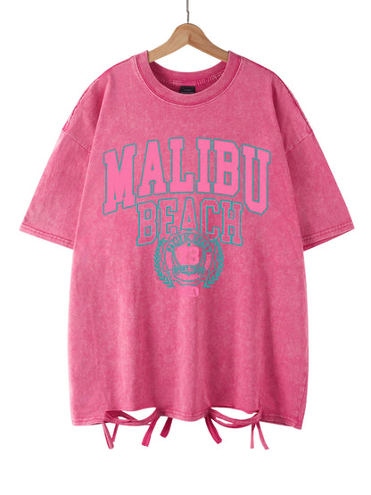 Malibu Beach Vintage Washed T-Shirt – Oversized Coastal Streetwear Tee